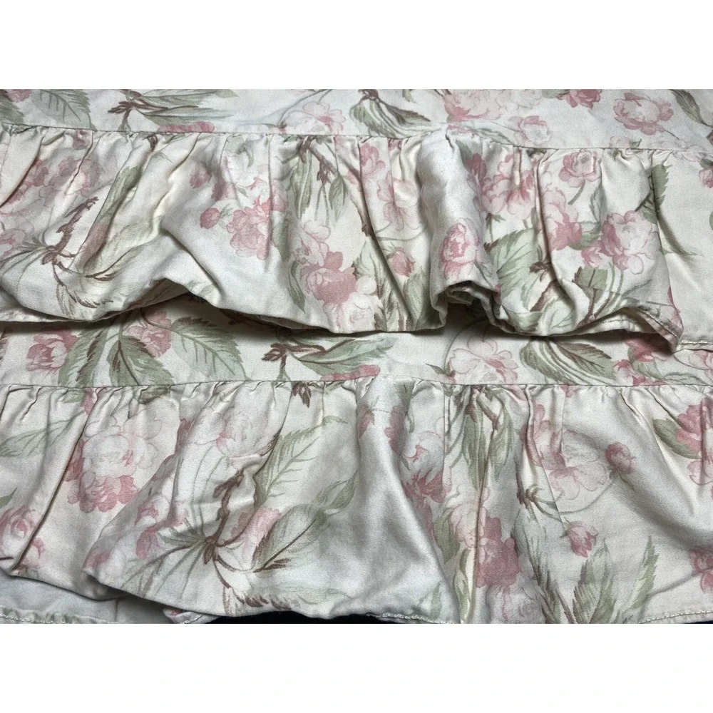 Ralph Lauren BELMONT OAKS Pillowcase Set KING Floral Ruffle ITALY Pair Vtg Shams